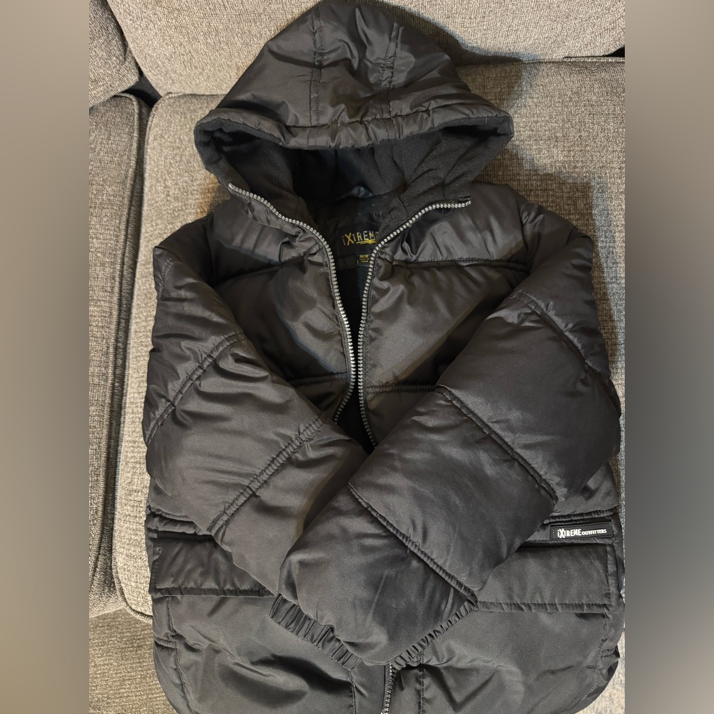 Children's Black Puffer Jacket with Hood